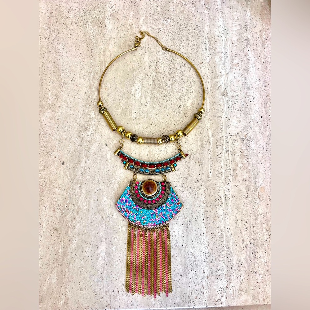 Buena Onda - Nayarit one of a kind handmade brass beaded necklace.